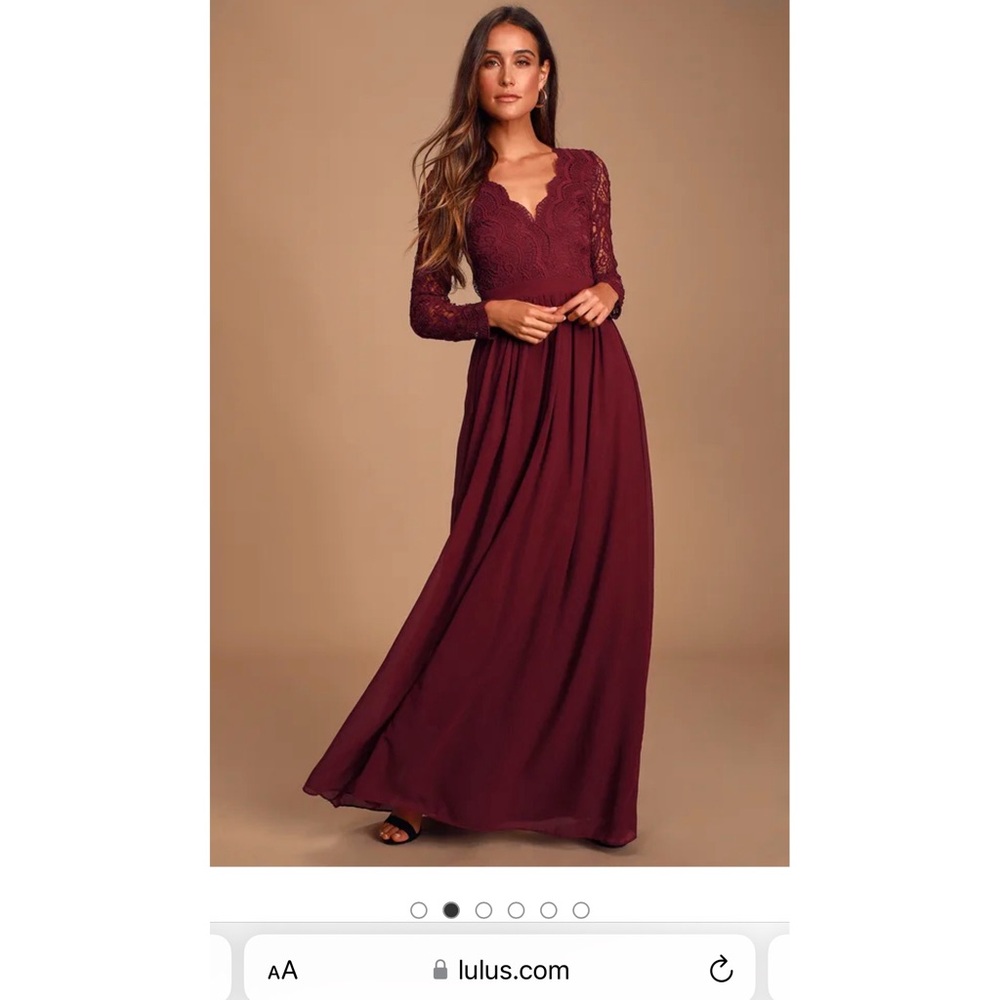 Lulus Burgundy Lace Open-Back Dress
